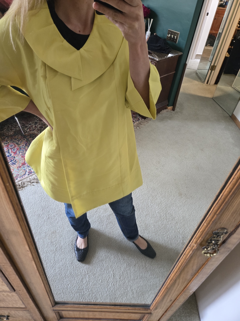 Nine West Bright Yellow Draped Trench Coat - Picture 9 of 9